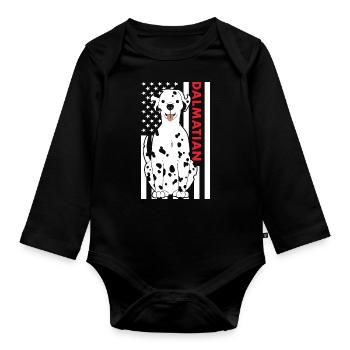 Dalmatian Us Flag - Organic Longsleeve Baby Bodysuit - black - Front