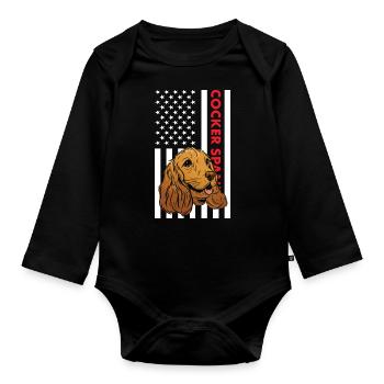 Chien Corgi Us drapeau - Body Bébé bio manches longues - noir - Devant
