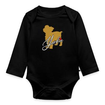 Yorkie Silhouette Yorkshire Terrier with Heart - Organic Longsleeve Baby Bodysuit - black - Front