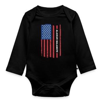 Malamute d’Alaska drapeau des États-Unis - Body Bébé bio manches longues - noir - Devant