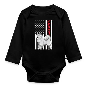 Drapeau Samoyède américain - Body Bébé bio manches longues - noir - Devant