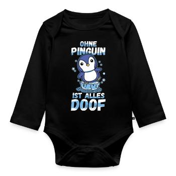 Pinguin - Baby Bio-Langarm-Body - Schwarz - Vorne