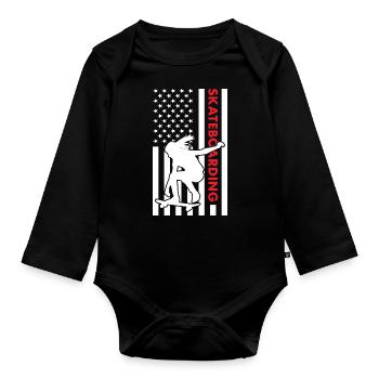 Sport Us Flag Skateboarding - Baby Bio-Langarm-Body - Schwarz - Vorne