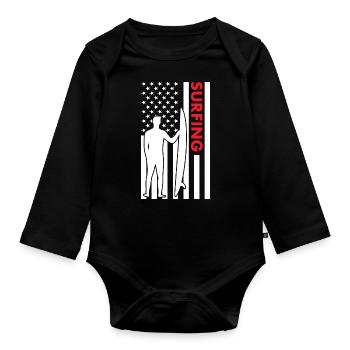 Sport Us Flag Surf - Body Bébé bio manches longues - noir - Devant