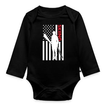 Sport Us Drapeau Ski - Body Bébé bio manches longues - noir - Devant