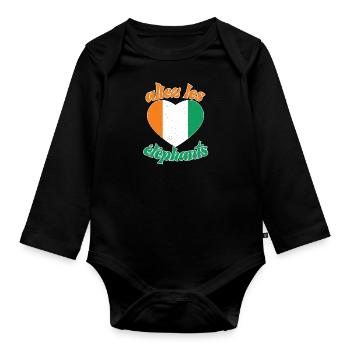 Côte D'ivoire 2024 Maillot Foot Éléphant Drapeau - Body Bébé bio manches longues - noir - Devant