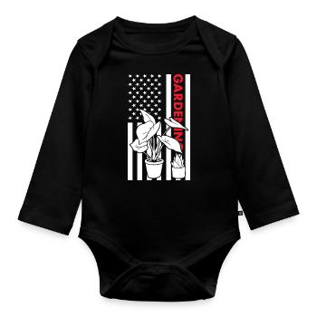 Jardinier Us Drapeau Jardinage - Body Bébé bio manches longues - noir - Devant