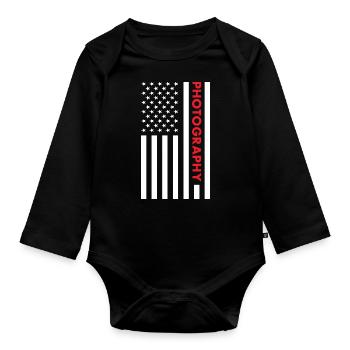 Photographe Us Flag Photography - Body Bébé bio manches longues - noir - Devant