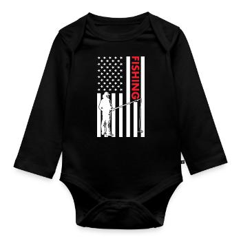 Fisher Us Flag Pêche - Body Bébé bio manches longues - noir - Devant