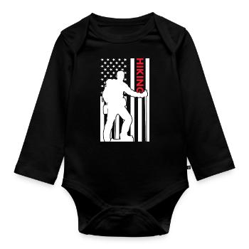 Hiker Us Flag Hiking - Organic Longsleeve Baby Bodysuit - black - Front