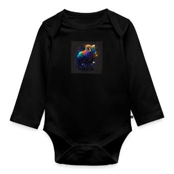 Aries Star Sign Watercolor Watercolor Boho - Organic Longsleeve Baby Bodysuit - black - Front