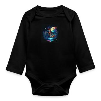 Vierge zodiaque aquarelle aquarelle Boho - Body Bébé bio manches longues - noir - Devant