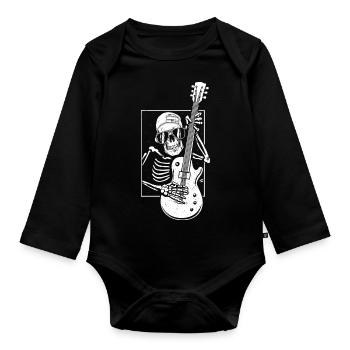 Guitare squelette Halloween - Body Bébé bio manches longues - noir - Devant
