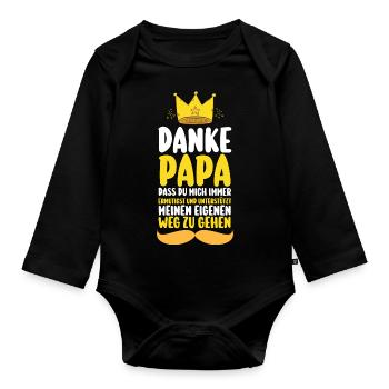 Papa Fête des pères Papa - Body Bébé bio manches longues - noir - Devant