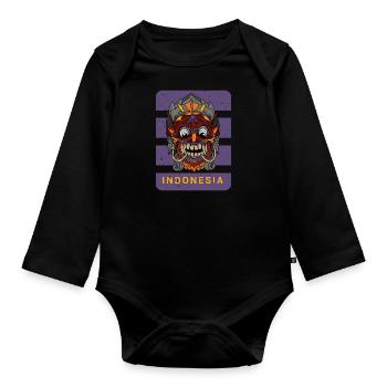 Barong Mythischer Löwe Bali Indonesien Reise - Baby Bio-Langarm-Body - Schwarz - Vorne