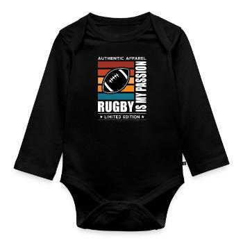 Rugby - Baby Bio-Langarm-Body - Schwarz - Vorne
