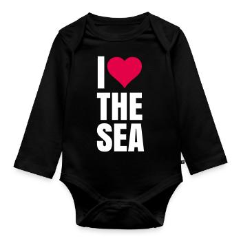 J’aime la mer Ich liebe das Meer - Body Bébé bio manches longues - noir - Devant