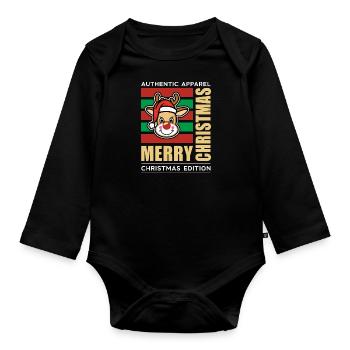 Merry Christmas - Baby Bio-Langarm-Body - Schwarz - Vorne