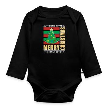 Merry Christmas - Baby Bio-Langarm-Body - Schwarz - Vorne