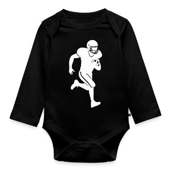 Joueur de football américain Silhouette Enfants - Body Bébé bio manches longues - noir - Devant