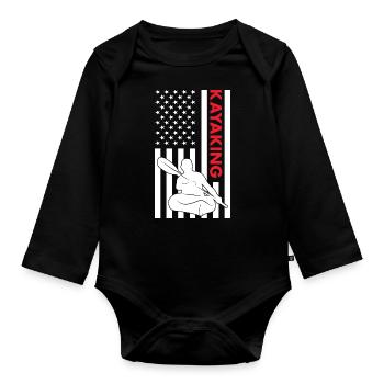Kayakiste Drapeau Américain Kayak - Body Bébé bio manches longues - noir - Devant