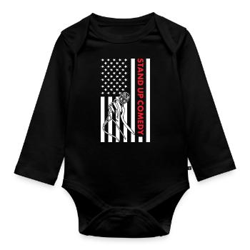Comedian Us Flag Stand Up Comedy - Organic Longsleeve Baby Bodysuit - black - Front
