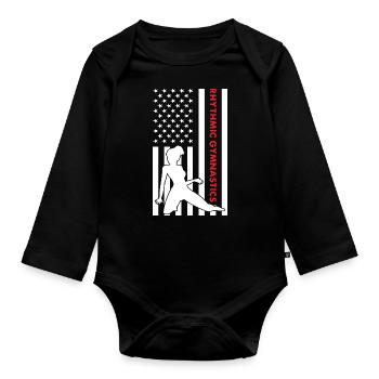 Gymnast Us Flag Rhythmic Gymnastics - Organic Longsleeve Baby Bodysuit - black - Front