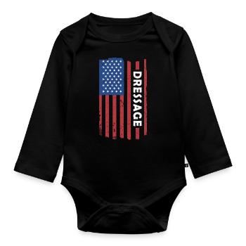 Rider Us Flag Dressage - Organic Longsleeve Baby Bodysuit - black - Front
