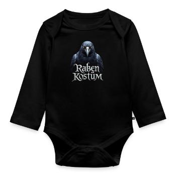 Rabe Kostüm Raben cooles Vogel Kostüm Karneval - Baby Bio-Langarm-Body - Schwarz - Vorne