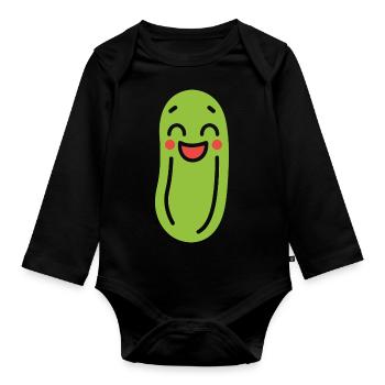 Gurke - Baby Bio-Langarm-Body - Schwarz - Vorne
