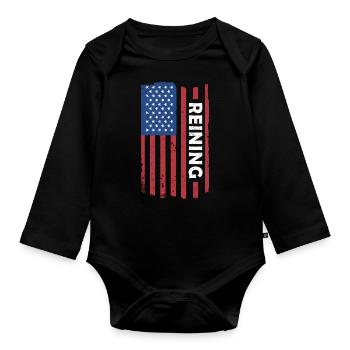 Reiner Us Drapeau Reining - Body Bébé bio manches longues - noir - Devant