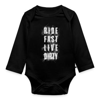 RIDE FAST LIVE DIRTY – MOUNTAINBIKE - MOTOCROSS - Baby Bio-Langarm-Body - Schwarz - Vorne