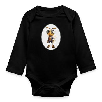 Biene - Baby Bio-Langarm-Body - Schwarz - Vorne