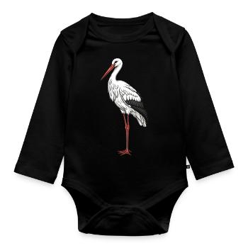 Stork - Organic Longsleeve Baby Bodysuit - black - Front
