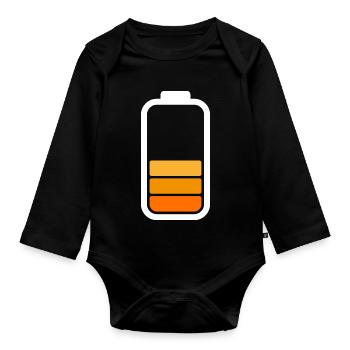 HALF BATTERY - Blanc - Body Bébé bio manches longues - noir - Devant