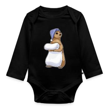Meerkat Sleeping Blanket - Organic Longsleeve Baby Bodysuit - black - Front