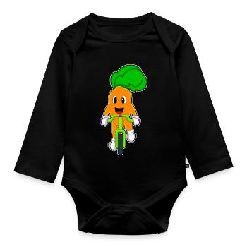 Vélo carotte - Body Bébé bio manches longues - noir - Devant