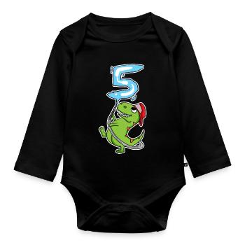 5. Geburtstag Dinosaurier - Baby Bio-Langarm-Body - Schwarz - Vorne