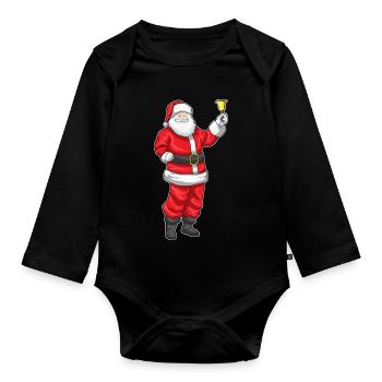 Père Noël Noël Noël cloche de Noël - Body Bébé bio manches longues - noir - Devant