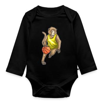 Singe Basketteur Basketteur - Body Bébé bio manches longues - noir - Devant