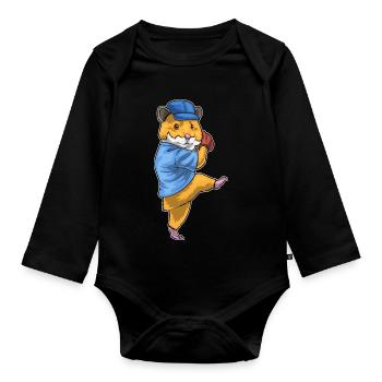 Hamster Baseball Gant de Baseball - Body Bébé bio manches longues - noir - Devant