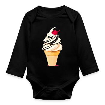 Eiscreme Tüte Grafik - Organic Longsleeve Baby Bodysuit - black - Front