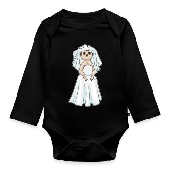 Suricate Voile de mariée Mariage - Body Bébé bio manches longues - noir - Devant