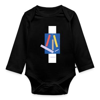 Abstract color blocks art print design - Organic Longsleeve Baby Bodysuit - black - Front