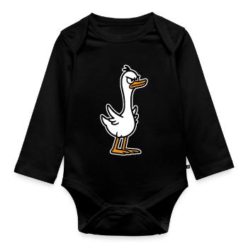 Angry goose - Organic Longsleeve Baby Bodysuit - black - Front