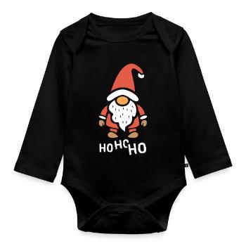 Drôle de gnome de Noël Ho Ho Ho - Body Bébé bio manches longues - noir - Devant