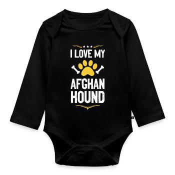 Ich liebe mein Afghanischer Windhund - Baby Bio-Langarm-Body - Schwarz - Vorne