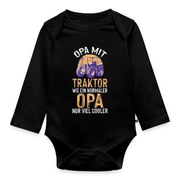 Farmer Farm Farmer Farmer Grandpa Grandpa Trak - Organic Longsleeve Baby Bodysuit - black - Front