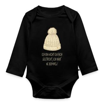 Ich hab’ ne Bommel – Winter Humor Mütze - Baby Bio-Langarm-Body - Schwarz - Vorne