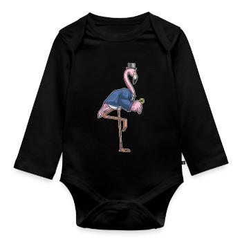 Flamingo Groom Wedding Ring Wedding - Organic Longsleeve Baby Bodysuit - black - Front